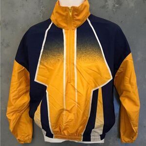 Vintage Brute Gold and Blue Windbreaker Pullover. Pockets. Size Large.